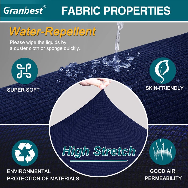 Granbest Premium Waterproof Sofa Cover High Stretch Couch Slipcover Super Soft Fabric Couch Cover (Navy Blue, Medium) - Image 3